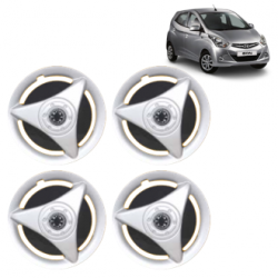 Premium Quality Car Full Wheel Cover Caps Clip Type 13 Inches (ATR) (Double Colour Silver-Black) For Eon 1.0L