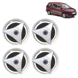 Premium Quality Car Full Wheel Cover Caps Clip Type 13 Inches (ATR) (Double Colour Silver-Black) For Ertiga