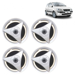 Premium Quality Car Full Wheel Cover Caps Clip Type 13 Inches (ATR) (Double Colour Silver-Black) For Getz