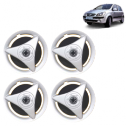 Premium Quality Car Full Wheel Cover Caps Clip Type 13 Inches (ATR) (Double Colour Silver-Black) For Getz Prime