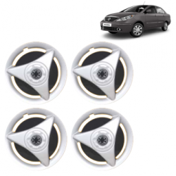 Premium Quality Car Full Wheel Cover Caps Clip Type 13 Inches (ATR) (Double Colour Silver-Black) For Indigo Manza