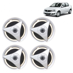 Premium Quality Car Full Wheel Cover Caps Clip Type 13 Inches (ATR) (Double Colour Silver-Black) For Logan