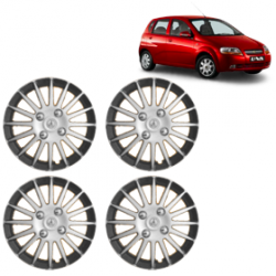 Premium Quality Car Full Wheel Cover Caps Clip Type 13 Inches (Camry A) (Double Colour Silver-Black) For Aveo U-Va