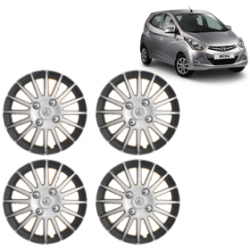 Premium Quality Car Full Wheel Cover Caps Clip Type 13 Inches (Camry A) (Double Colour Silver-Black) For Eon 1.0L