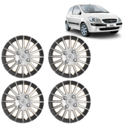 Premium Quality Car Full Wheel Cover Caps Clip Type 13 Inches (Camry A) (Double Colour Silver-Black) For Getz