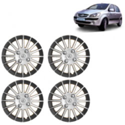 Premium Quality Car Full Wheel Cover Caps Clip Type 13 Inches (Camry A) (Double Colour Silver-Black) For Getz Prime