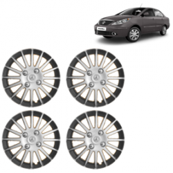 Premium Quality Car Full Wheel Cover Caps Clip Type 13 Inches (Camry A) (Double Colour Silver-Black) For Indigo Manza