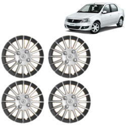 Premium Quality Car Full Wheel Cover Caps Clip Type 13 Inches (Camry A) (Double Colour Silver-Black) For Logan