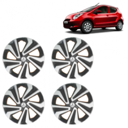 Premium Quality Car Full Wheel Cover Caps Clip Type 13 Inches (Corona A) (Double Colour Silver-Black) For A-Star