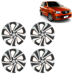 Premium Quality Car Full Wheel Cover Caps Clip Type 13 Inches (Corona A) (Double Colour Silver-Black) For Alto K-10