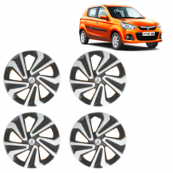 Premium Quality Car Full Wheel Cover Caps Clip Type 13 Inches (Corona A) (Double Colour Silver-Black) For Alto K-10 New Model