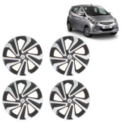 Premium Quality Car Full Wheel Cover Caps Clip Type 13 Inches (Corona A) (Double Colour Silver-Black) For Eon 1.0L