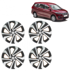 Premium Quality Car Full Wheel Cover Caps Clip Type 13 Inches (Corona A) (Double Colour Silver-Black) For Ertiga