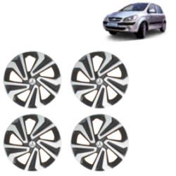 Premium Quality Car Full Wheel Cover Caps Clip Type 13 Inches (Corona A) (Double Colour Silver-Black) For Getz Prime