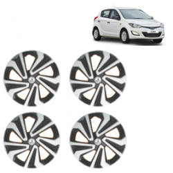 Premium Quality Car Full Wheel Cover Caps Clip Type 13 Inches (Corona A) (Double Colour Silver-Black) For i20