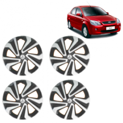 Premium Quality Car Full Wheel Cover Caps Clip Type 13 Inches (Corona A) (Double Colour Silver-Black) For Ikon