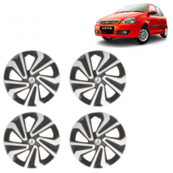 Premium Quality Car Full Wheel Cover Caps Clip Type 13 Inches (Corona A) (Double Colour Silver-Black) For Indica V3