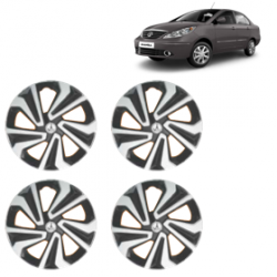 Premium Quality Car Full Wheel Cover Caps Clip Type 13 Inches (Corona A) (Double Colour Silver-Black) For Indigo Manza