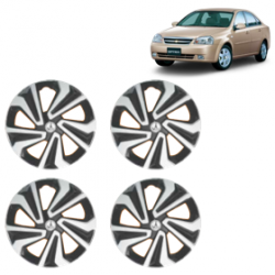 Premium Quality Car Full Wheel Cover Caps Clip Type 13 Inches (Corona A) (Double Colour Silver-Black) For Optra
