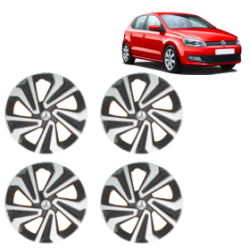 Premium Quality Car Full Wheel Cover Caps Clip Type 13 Inches (Corona A) (Double Colour Silver-Black) For Polo