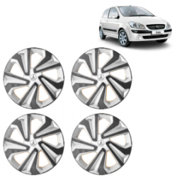 Premium Quality Car Full Wheel Cover Caps Clip Type 13 Inches (Corona B) (Double Colour Silver-Black) For Getz