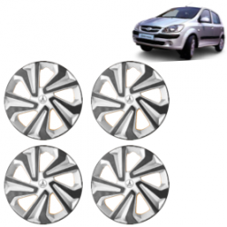 Premium Quality Car Full Wheel Cover Caps Clip Type 13 Inches (Corona B) (Double Colour Silver-Black) For Getz Prime