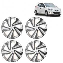 Premium Quality Car Full Wheel Cover Caps Clip Type 13 Inches (Corona B) (Double Colour Silver-Black) For i20