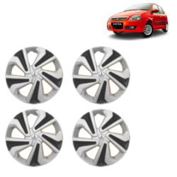 Premium Quality Car Full Wheel Cover Caps Clip Type 13 Inches (Corona C) (Double Colour Silver-Black) For Indica V3