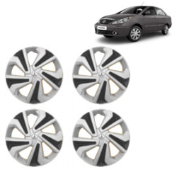 Premium Quality Car Full Wheel Cover Caps Clip Type 13 Inches (Corona C) (Double Colour Silver-Black) For Indigo Manza