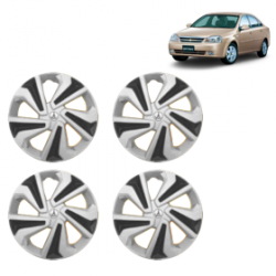 Premium Quality Car Full Wheel Cover Caps Clip Type 13 Inches (Corona C) (Double Colour Silver-Black) For Optra