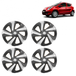 Premium Quality Car Full Wheel Cover Caps Clip Type 13 Inches (Corona D) (Double Colour Silver-Black) For A-Star