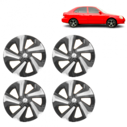 Premium Quality Car Full Wheel Cover Caps Clip Type 13 Inches (Corona D) (Double Colour Silver-Black) For Accent Viva