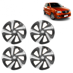 Premium Quality Car Full Wheel Cover Caps Clip Type 13 Inches (Corona D) (Double Colour Silver-Black) For Alto K-10