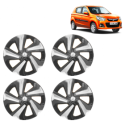 Premium Quality Car Full Wheel Cover Caps Clip Type 13 Inches (Corona D) (Double Colour Silver-Black) For Alto K-10 New Model