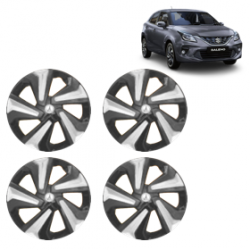 Premium Quality Car Full Wheel Cover Caps Clip Type 13 Inches (Corona D) (Double Colour Silver-Black) For Baleno New Model