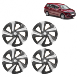 Premium Quality Car Full Wheel Cover Caps Clip Type 13 Inches (Corona D) (Double Colour Silver-Black) For Ertiga