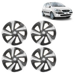 Premium Quality Car Full Wheel Cover Caps Clip Type 13 Inches (Corona D) (Double Colour Silver-Black) For Getz