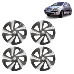 Premium Quality Car Full Wheel Cover Caps Clip Type 13 Inches (Corona D) (Double Colour Silver-Black) For Getz Prime