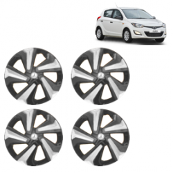 Premium Quality Car Full Wheel Cover Caps Clip Type 13 Inches (Corona D) (Double Colour Silver-Black) For i20