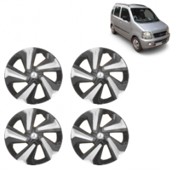 Premium Quality Car Full Wheel Cover Caps Clip Type 13 Inches (Corona D) (Double Colour Silver-Black) For Wagon R Type 2