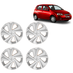 Premium Quality Car Full Wheel Cover Caps Clip Type 13 Inches (Corona) (Silver) For Aveo U-Va