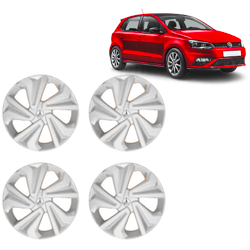 Premium Quality Car Full Wheel Cover Caps Clip Type 13 Inches (Corona) (Silver) For Polo