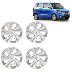 Premium Quality Car Full Wheel Cover Caps Clip Type 13 Inches (Corona) (Silver) For Wagon R 2019 Onwards Type 5
