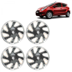 Premium Quality Car Full Wheel Cover Caps Clip Type 13 Inches (CUBA) (Double Colour Silver-Black) For A-Star