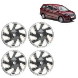 Premium Quality Car Full Wheel Cover Caps Clip Type 13 Inches (CUBA) (Double Colour Silver-Black) For Ertiga