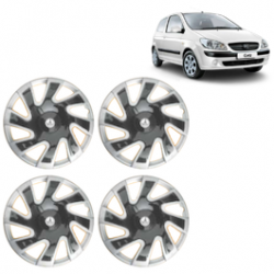 Premium Quality Car Full Wheel Cover Caps Clip Type 13 Inches (CUBA) (Double Colour Silver-Black) For Getz