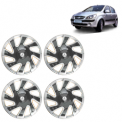 Premium Quality Car Full Wheel Cover Caps Clip Type 13 Inches (CUBA) (Double Colour Silver-Black) For Getz Prime