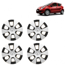 Premium Quality Car Full Wheel Cover Caps Clip Type 13 Inches (Double Colour Silver-Black) For A-Star