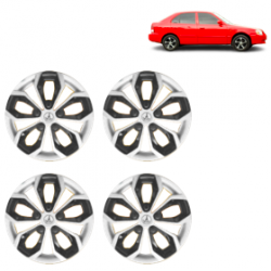 Premium Quality Car Full Wheel Cover Caps Clip Type 13 Inches (Fury) (Double Colour Silver-Black) For Accent Viva