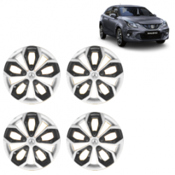Premium Quality Car Full Wheel Cover Caps Clip Type 13 Inches (Fury) (Double Colour Silver-Black) For Baleno New Model
